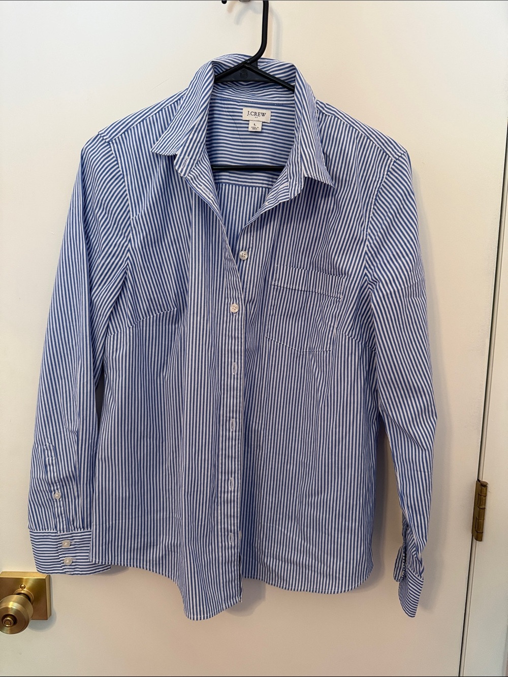 J. Crew Blue and White Striped Button-Down Shirt